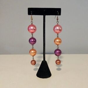 Vintage Multi Colored Pearl Dangle Earrings